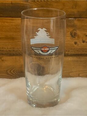 Harley-Davidson Clear Pint Beer Glass with Orange and Black Logo